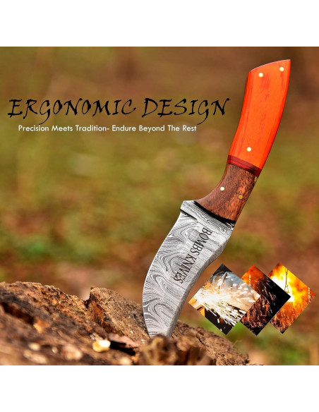 Cuchillo de Caza Damasco Bombs Knives 22.86 cm con Funda