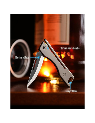 Cuchillo de bolsillo plegable KeyUnity KK06M - Titanio Gris EDC