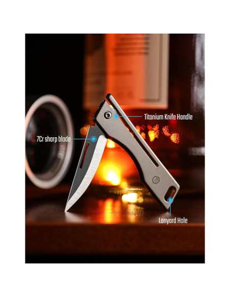 Cuchillo de bolsillo plegable KeyUnity KK06M - Titanio Gris EDC