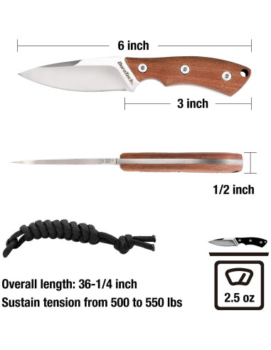 Cuchillo de hoja fija compacto DURATECH 15.24 cm EDC camping