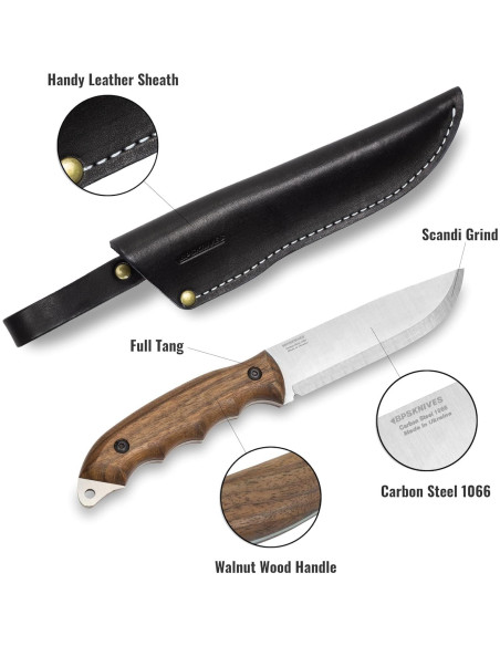 Cuchillo de Camping BPS HK5 CSH para Zurdos - Acero al Carbono