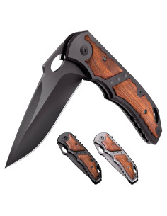 Cuchillo Plegable Grand Way 97010 - Mango de Madera 9.8cm