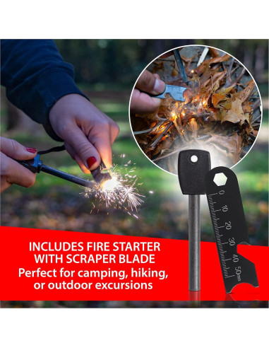 Cuchillo Mini-Supervivencia Maxam con Encendedor 5.7 cm Acero Inoxidable