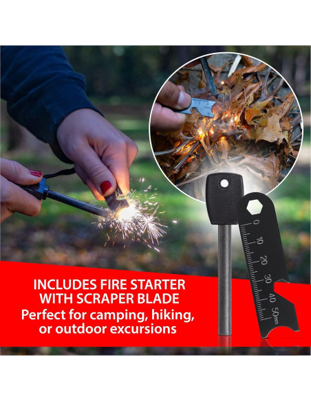 Cuchillo Mini-Supervivencia Maxam con Encendedor 5.7 cm Acero Inoxidable