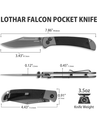Cuchillo Plegable EDC LOTHAR Falcon, Hoja 8.71 cm, Mango G10