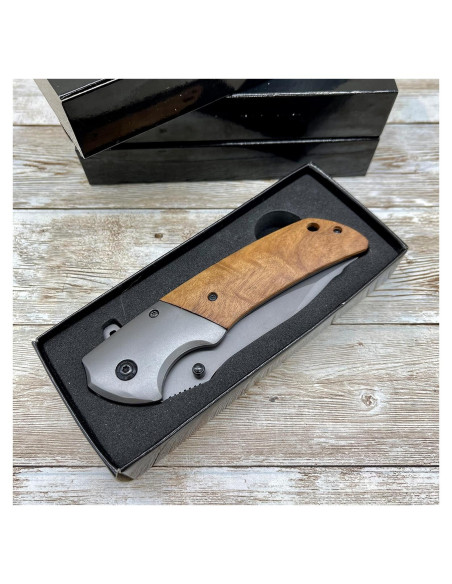 Cuchillo de bolsillo Golden Horn con mango de madera 21.6 cm