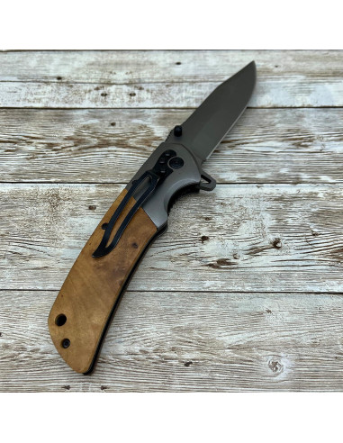 Cuchillo de bolsillo Golden Horn con mango de madera 21.6 cm