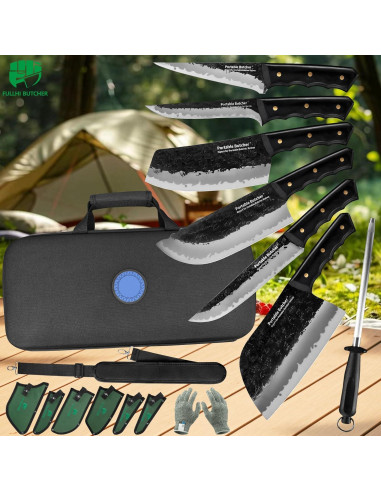 Juego de Cuchillos de Chef 12 Piezas Fullhi Forjados a Mano