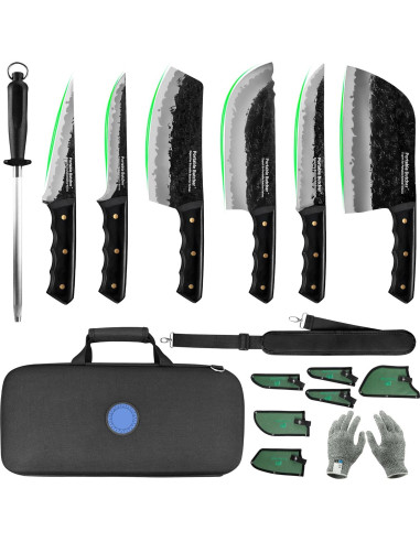 Juego de Cuchillos de Chef 12 Piezas Fullhi Forjados a Mano