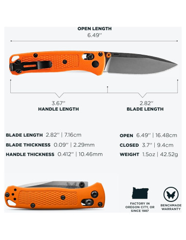 Cuchillo Plegable Benchmade Mini Bugout 533 Naranja 7.1 cm