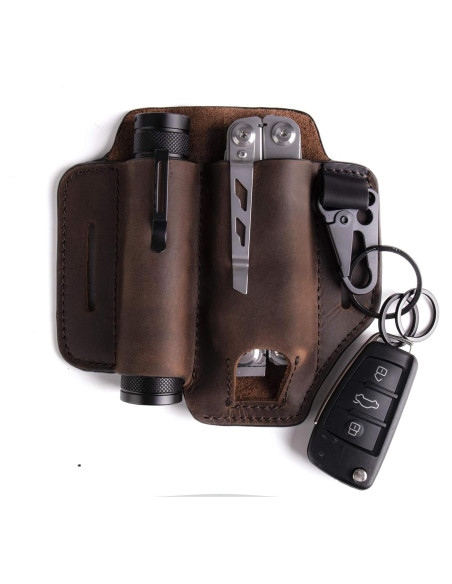 Funda de Cuero Gentlestache para Multiherramienta EDC Marrón