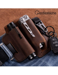 Funda de Cuero Gentlestache para Multiherramienta EDC Marrón 2