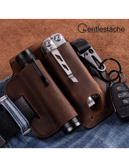 Funda de Cuero Gentlestache para Multiherramienta EDC Marrón