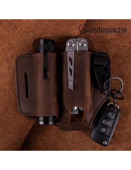 Funda de Cuero Gentlestache para Multiherramienta EDC Marrón