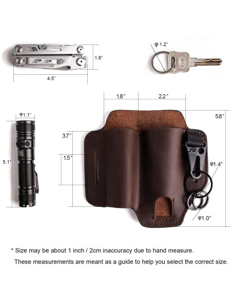 Funda de Cuero Gentlestache para Multiherramienta EDC Marrón