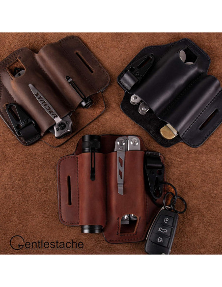 Funda de Cuero Gentlestache para Multiherramienta EDC Marrón