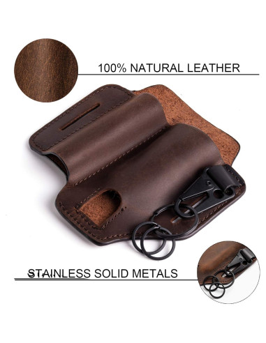 Funda de Cuero Gentlestache para Multiherramienta EDC Marrón