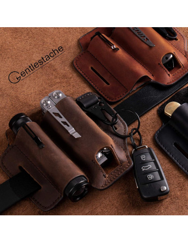 Funda de Cuero Gentlestache para Multiherramienta EDC Marrón