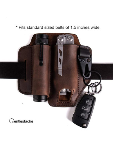 Funda de Cuero Gentlestache para Multiherramienta EDC Marrón