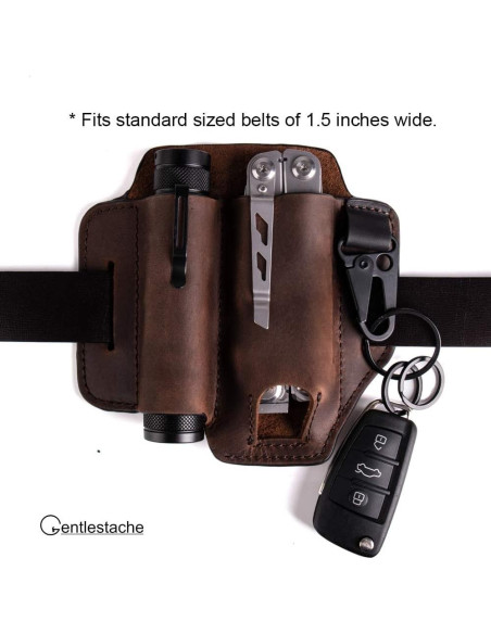 Funda de Cuero Gentlestache para Multiherramienta EDC Marrón