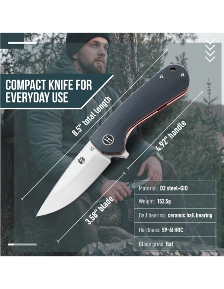 Cuchillo Plegable de Supervivencia Holtzman La Salvaje 16.36cm