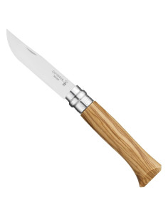 Cuchillo Plegable Opinel No.08 Acero Inoxidable Madera Olivo