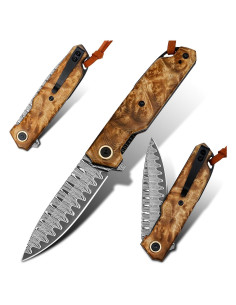 Cuchillo de bolsillo plegable VNLA Damasco 18cm acero VG10