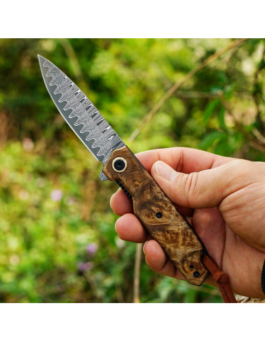 Cuchillo de bolsillo plegable VNLA Damasco 18cm acero VG10