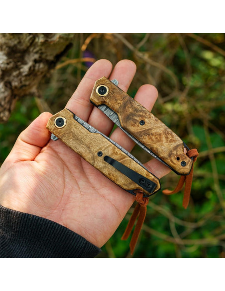 Cuchillo de bolsillo plegable VNLA Damasco 18cm acero VG10