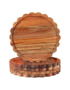 Jinei 4 Platos de Cena de Madera de Acacia 27,94 cm