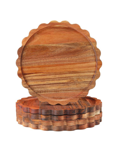 Jinei 4 Platos de Cena de Madera de Acacia 27,94 cm