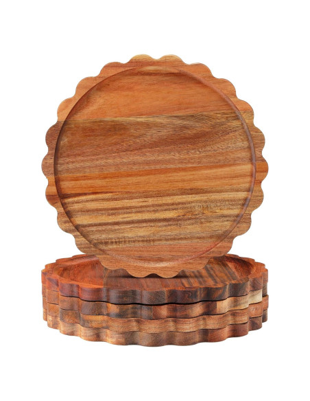 Jinei 4 Platos de Cena de Madera de Acacia 27,94 cm