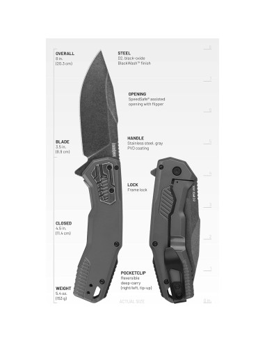 Cuchillo de bolsillo Kershaw Cannonball D2 8.9 cm EDC
