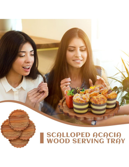 Jinei 4 Platos de Cena de Madera de Acacia 27,94 cm
