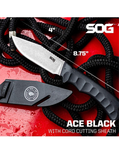 Cuchillo de Supervivencia SOG Ace con Funda Negra 21.8 cm