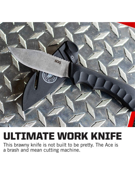 Cuchillo de Supervivencia SOG Ace con Funda Negra 21.8 cm