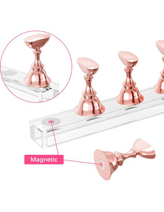 Soporte de Uñas Acrílico Difenni Oro Rosa 54 Pcs Reutilizable 2