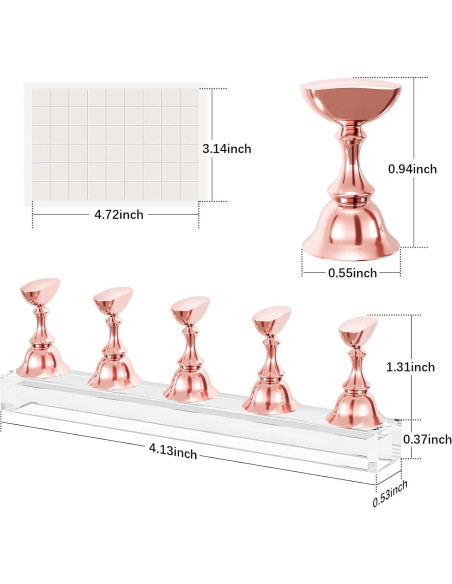 Soporte de Uñas Acrílico Difenni Oro Rosa 54 Pcs Reutilizable