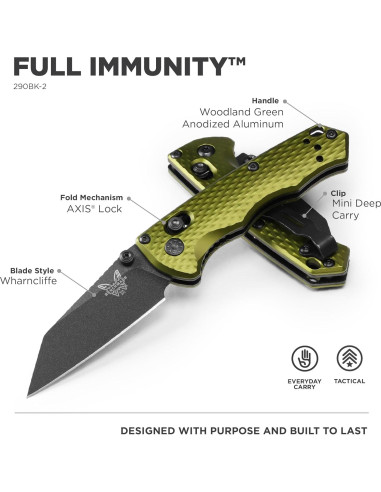 Cuchillo Táctico Benchmade Full Immunity 290 Aluminio Verde