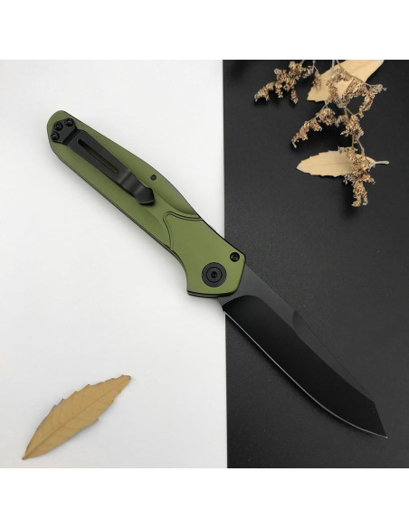Cuchillo de Bolsillo HUAAO D2 Plegable Verde 8 cm para Camping Cuchillo de Bolsillo HUAAO D2 Plegable Verde 8 cm para Camping