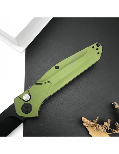 Cuchillo de Bolsillo HUAAO D2 Plegable Verde 8 cm para Camping Cuchillo de Bolsillo HUAAO D2 Plegable Verde 8 cm para Camping