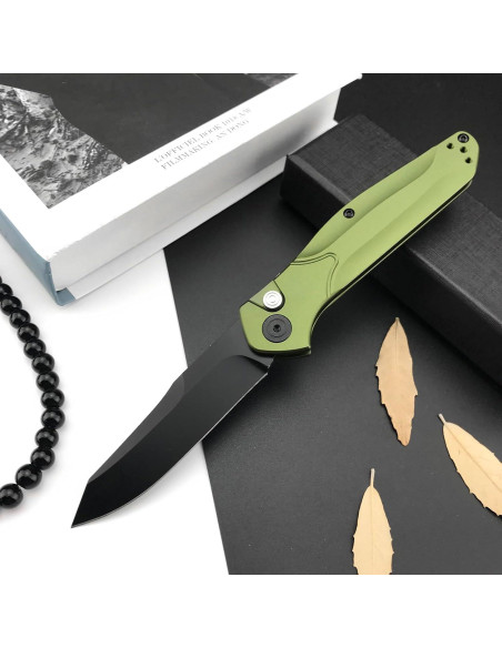 Cuchillo de Bolsillo HUAAO D2 Plegable Verde 8 cm para Camping Cuchillo de Bolsillo HUAAO D2 Plegable Verde 8 cm para Camping