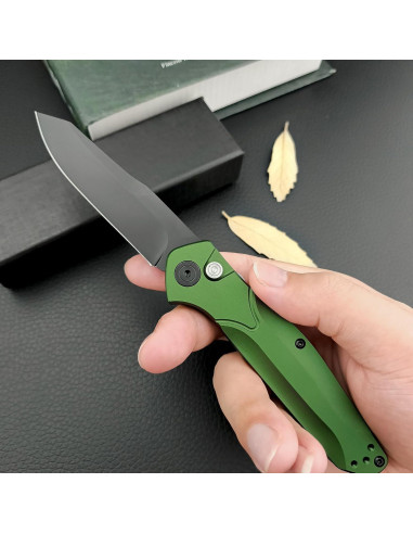 Cuchillo Plegable HUAAO D2 7.7" Verde Aluminio EDC