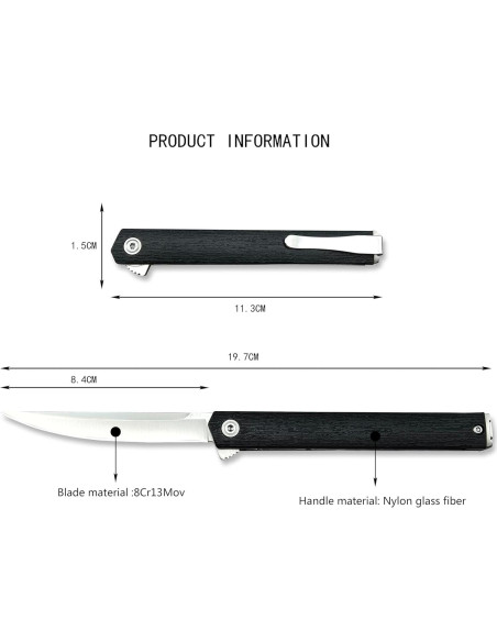 Cuchillo Plegable CEO HUAAO 19.7 cm Acero 8Cr13Mov Hoja Plateada