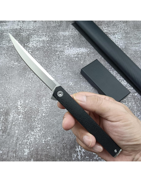 Cuchillo Plegable CEO HUAAO 19.7 cm Acero 8Cr13Mov Hoja Plateada
