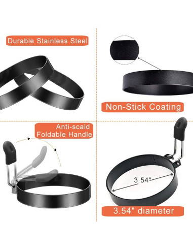 COTEY Set de 2 Anillos para Huevos de Acero Inoxidable