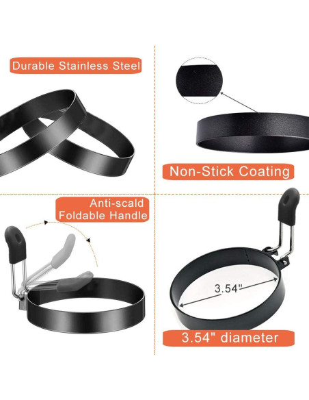 COTEY Set de 2 Anillos para Huevos de Acero Inoxidable