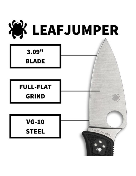 Cuchillo de bolsillo Spyderco Leafjumper VG-10 85g FRN negro