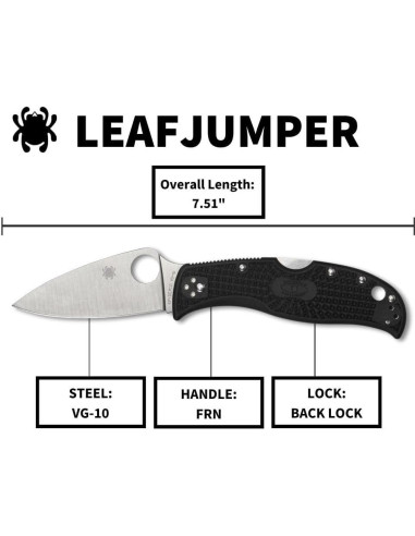 Cuchillo de bolsillo Spyderco Leafjumper VG-10 85g FRN negro