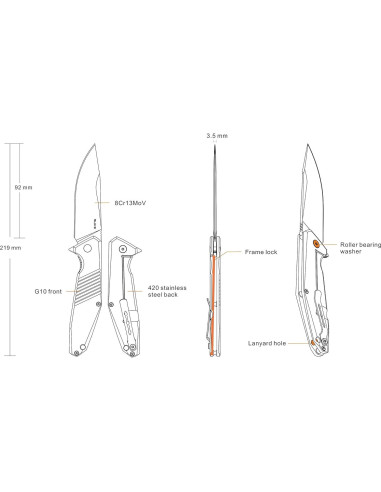 Cuchillo Plegable Ruike P801SF Acero Inoxidable 99mm